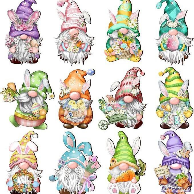 12/24pcs/set New Creative Wooden Christmas Dwarf Gnome Decoration Small Hanging Christmas Tree Decoration Wooden Plaque Set