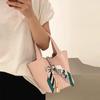 2024 Color-Matched Genuine Leather Bucket Bag, Lychee Grain Cowhide Handbag for Women
