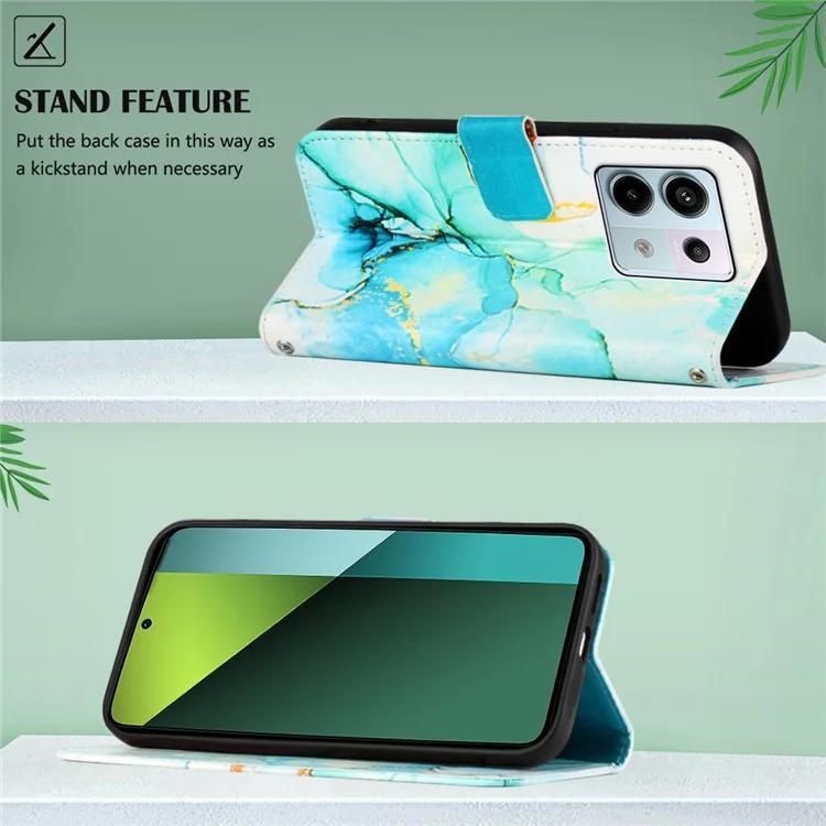 YB Pattern Printing Leather Series-6 для Xiaomi Redmi Note 13 Pro 5G / Poco X6 5G кожаный чехол с ремешками