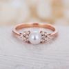 New Classic Solitaire Ring with Created Pearl & Clear CZ Fashion Cocktail Party Rings for Women & Girls Lots Bulk