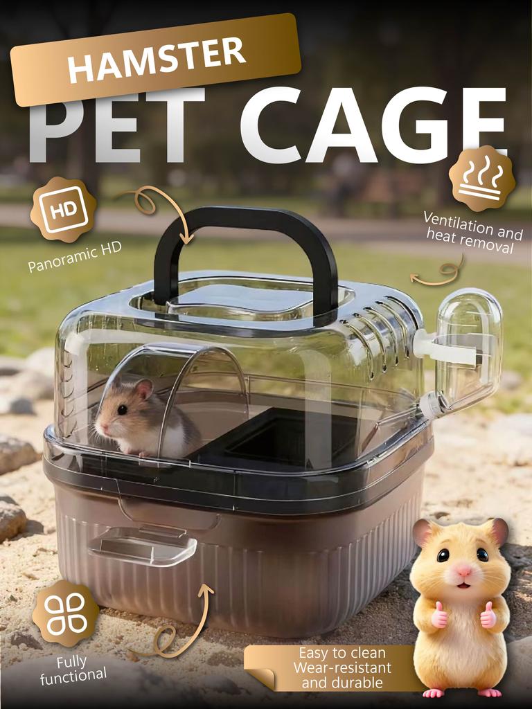 Клетка для хомяка с панорамным HD-обзором – Портативная вентилируемая переноска и среда обитания для мелких животных