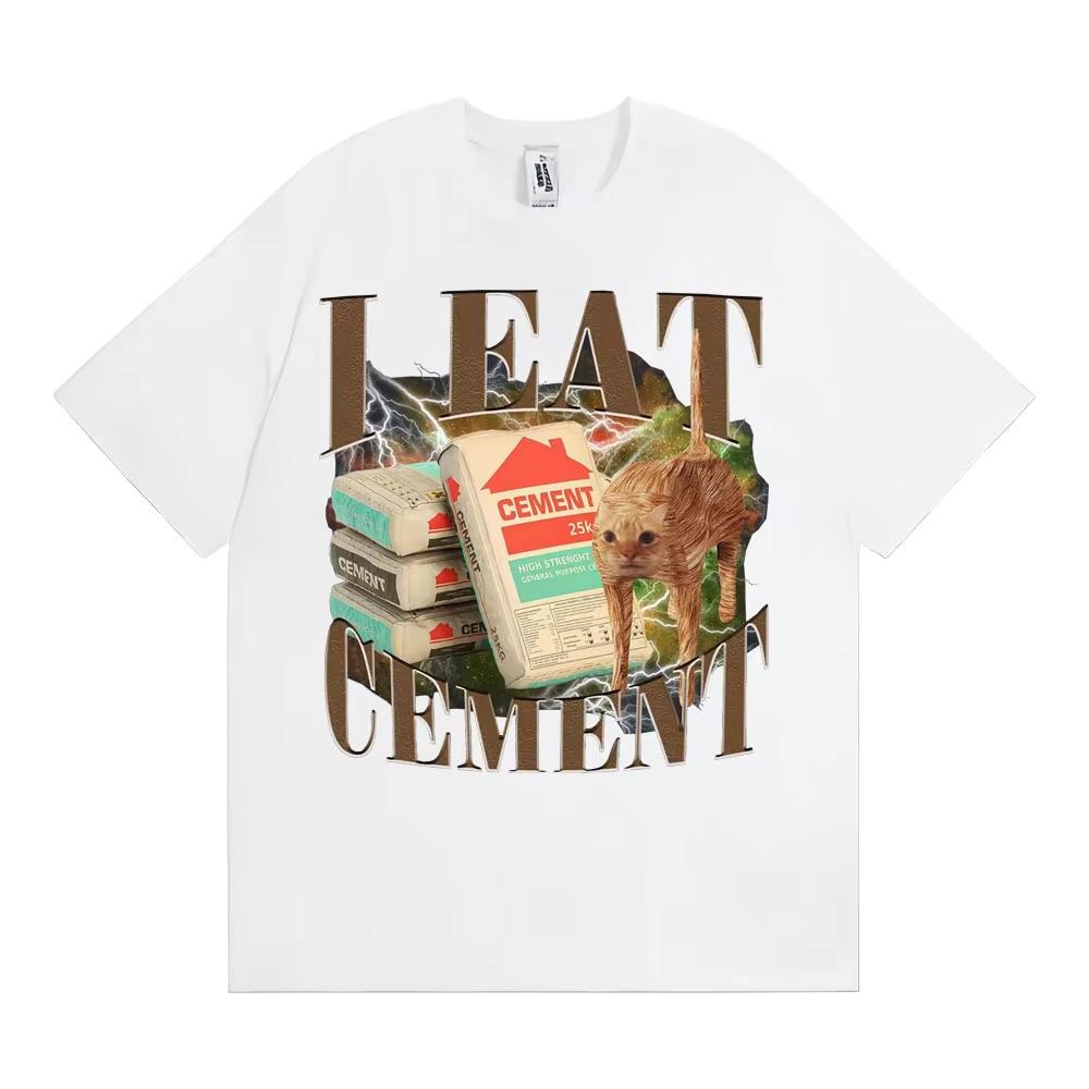 I Eat CeUnisext Funny Cat Meme Graphic Unisex Tshirt Casual 100 Cotton Oversized T Shirt Fashion Vintage Short Sleeve Male Tshirt