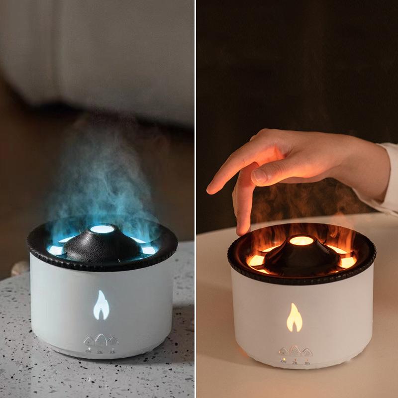 Ультразвуковой увлажнитель воздуха с вулканическим пламенем, эфирное масло, аромадиффузор для домашней комнаты, аромат, медузы, туман, пароварки для курения