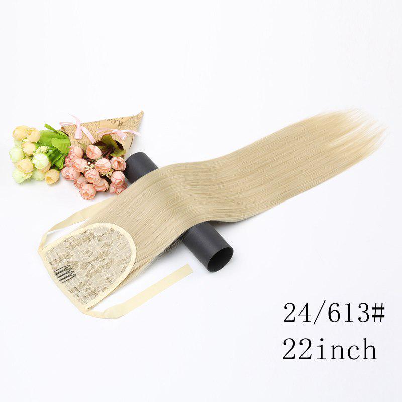 Silky Straight Clip In Drawstring Ponytail Synthetic For Women Hair Extension Heat Resistant Fiber