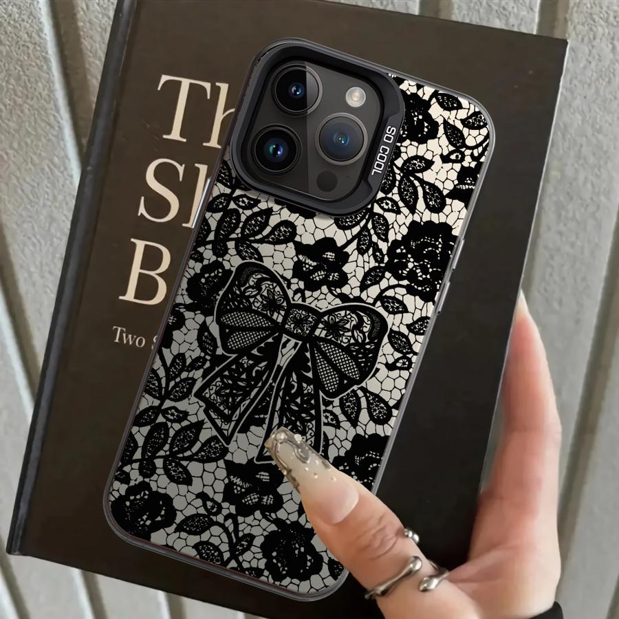 Модный черный кружевной чехол для iPhone 17 Pro Max 13 Pro Air XR 12 XS 16 15 Plus 14 11 Задняя крышка телефона