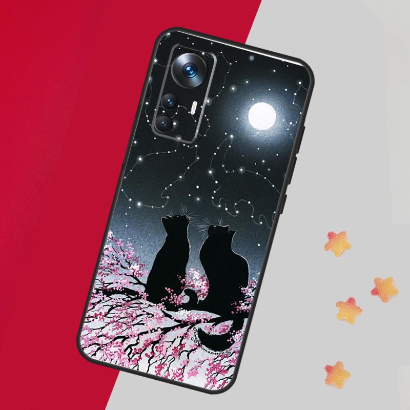 Black Cat Face Kitty Case For Xiaomi 14 13 11T 12T 13T Pro 12 Lite 12X POCO X3 X5 Pro X4 F4 M5 M5s F3 F5 Cover