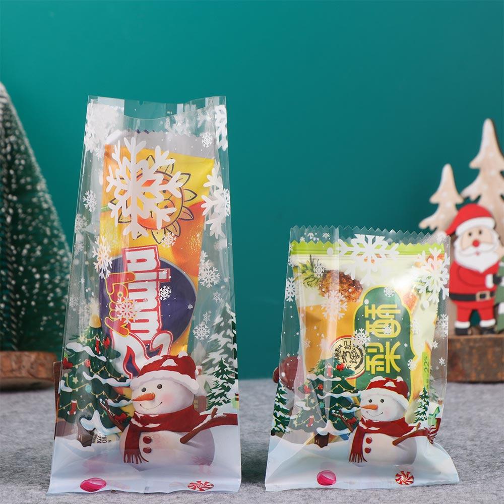 50/100 шт. прозрачные рождественские пакеты для печенья в виде снеговика, зимние пакеты для упаковки конфет