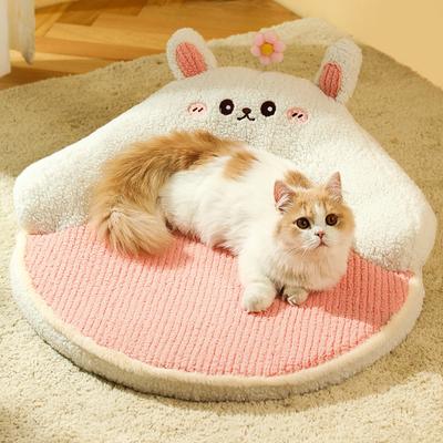 Зимняя кровать для кошек, теплая подушка для глубокого сна, подушка для домашних животных для маленьких кошек, собак с подушкой, уютное кошачье гнездо, коврик для питомника, моющиеся товары для кроватей для домашних животных
