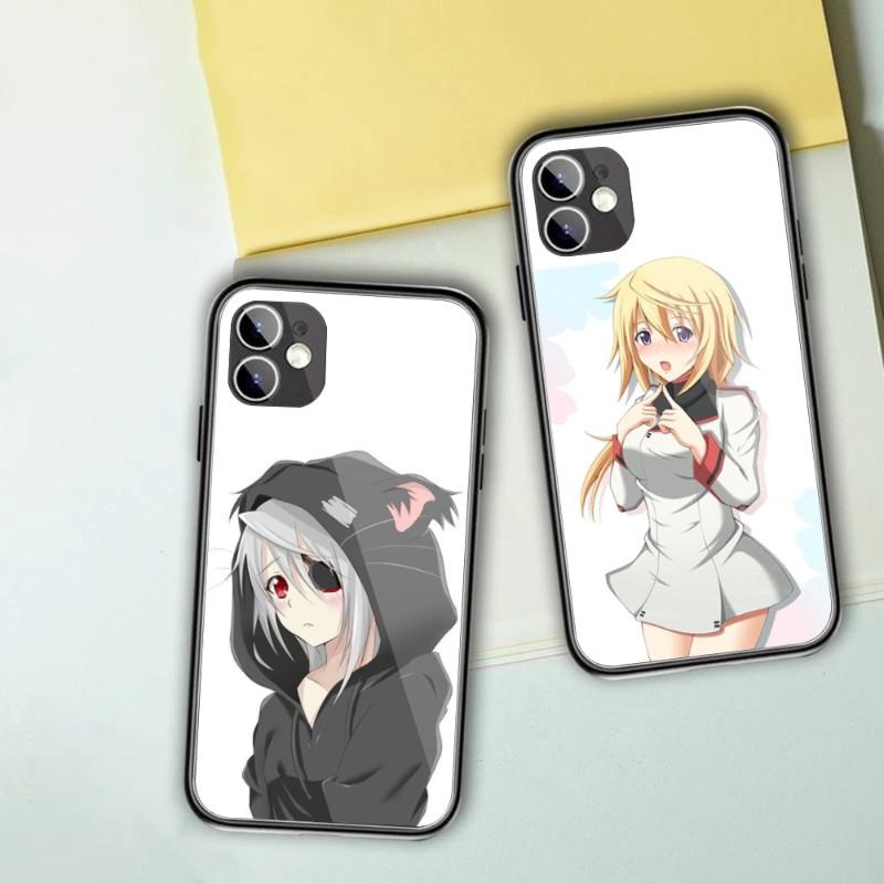 Чехол для телефона Girl Infinite Stratos для IPhone 14 13 12 11 XS X 8 7 6 Plus Mini Pro Max SE 2022, черный чехол из поликарбоната и ТПУ, стеклянный чехол для телефона