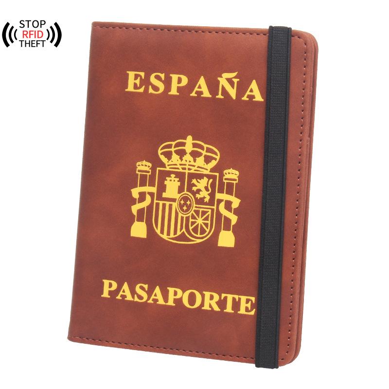 Luxury Spanish Anti-Magnetic Leather Passport Holder with Multi-Card Slots