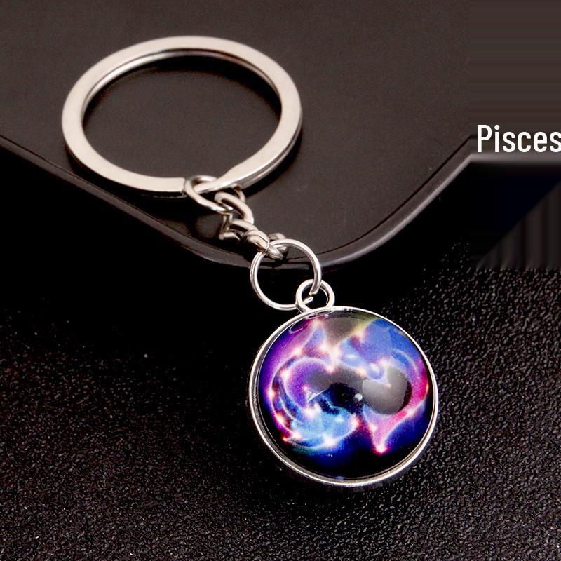 Spherical Luminous Crystal Zodiac Keychain - Virgo & Leo