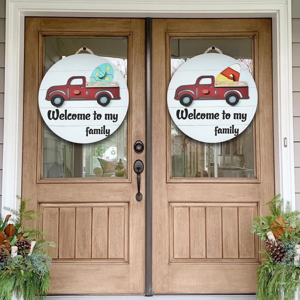 Wooden Swap Diy Festival Wreath Door Hanging Car Wooden Plate Decoration Arrangement