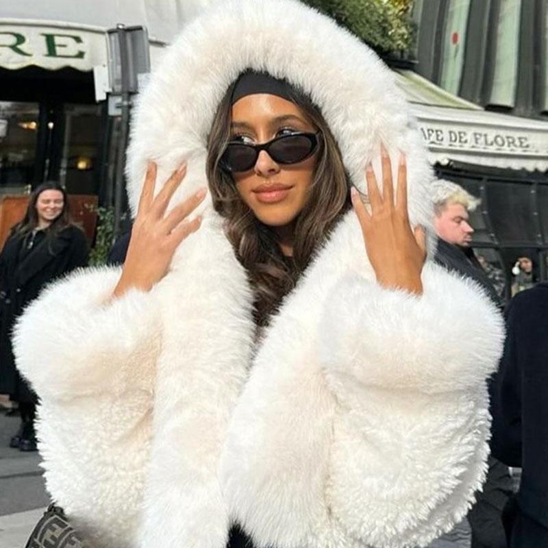 Thicken Warm Plush Jackets Female Winter Warm Short Fake Fur Coat for Women Casual Outwear Hooded Coat 2025