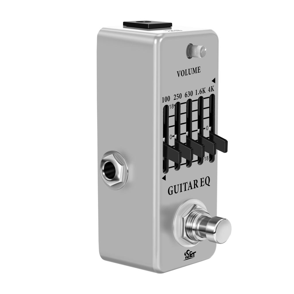 ISET Silver Analog Guitar Equalizer Pedal For Electric and Acoustic Guitar With True Bypass