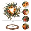 Autumn Wreath Faux White Pumpkin Maple Leaf Pine Cone Berry Wreath Handmade Farmhouse Wreath Fall Decoration for Home Thanksgiving Harvest Outdoor