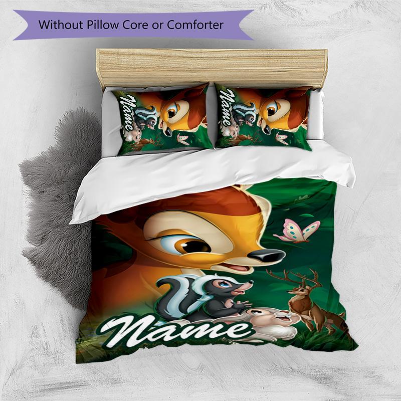 3pcs Bambi4 Cover Set - Personalized Name, HD Printed Bedding with 1 Cover and 2 Pillowcases - Perfect for Home Decor, Easy Care