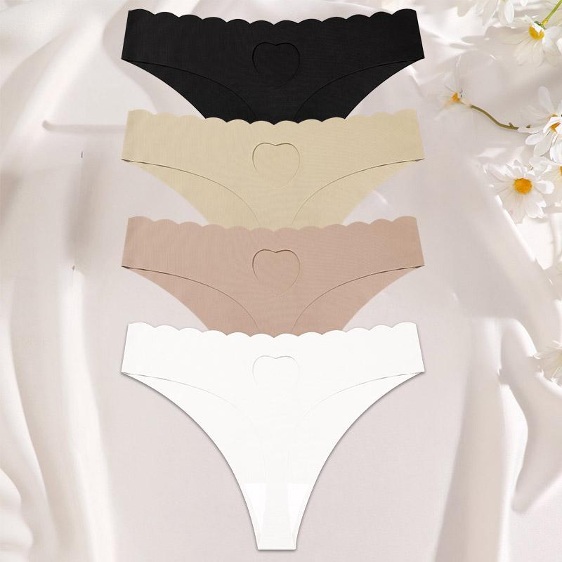 FINETOO 4 шт. ультрамягкое бесшовное нижнее белье женские стринги из ледяного шелка сексуальные эластичные однотонные женские невидимые дышащие трусики