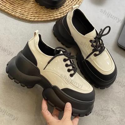 Женские туфли Мэри Джейн на толстом каблуке, весенние туфли-лодочки в британском стиле на платформе из кожи, женские туфли на каблуке для платья, одинарные туфли