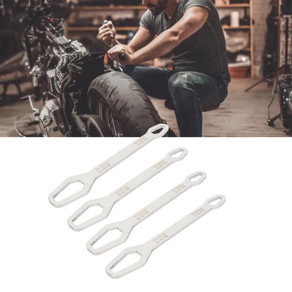 4pcs Double Ended Self Tightening Wrench Multifunctional 60HRC High Hardness 8 To 22mm Spanner