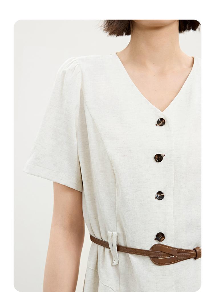Temperament V-neck belt style dress