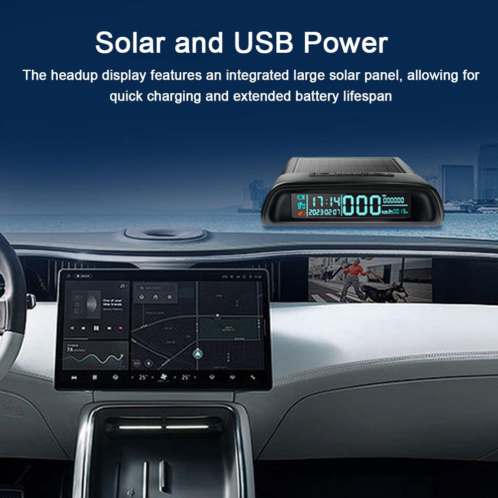 Многофункциональный автомобильный проекционный дисплей, солнечный GPS-цифровой спидометр со светодиодным дисплеем, сигнализация превышения скорости