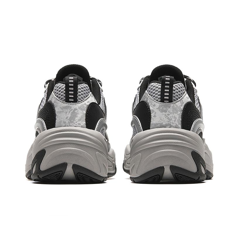 Anta Cross Retro Casual Non-Slip Wear-Stick Low-Top Dad Shoes Women sneakers Gray Black Silver 122348850-2