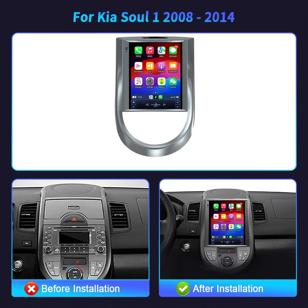 9,7-дюймовый автомобильный радиоприемник GPS Android 14 для Kia Soul 1 2008-2014 Мультимедийный видеоплеер Навигация Carplay Auto Intelligent System GPS