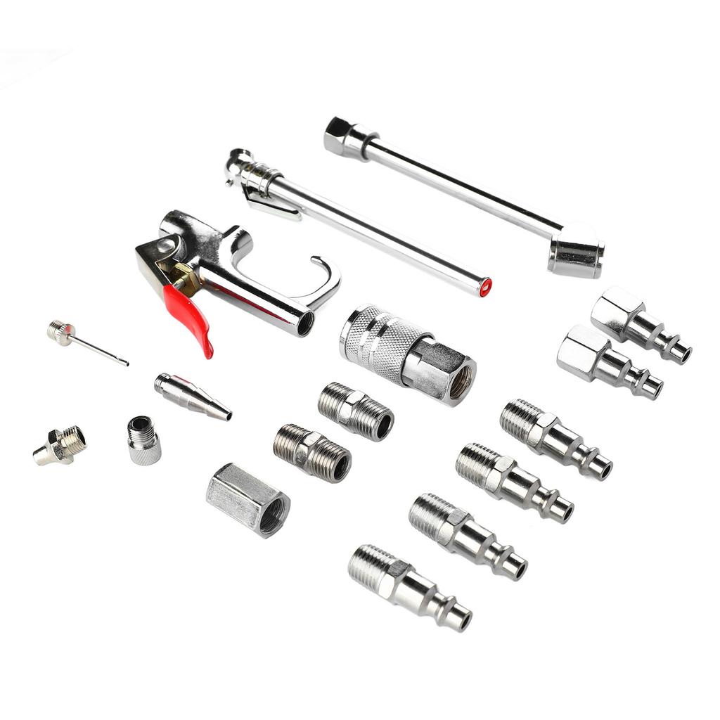 Комплект из 17 принадлежностей для продувочного пистолета, 14NPT, соединительная муфта, двойной патрон для продувочного пистолета, манометр для шин