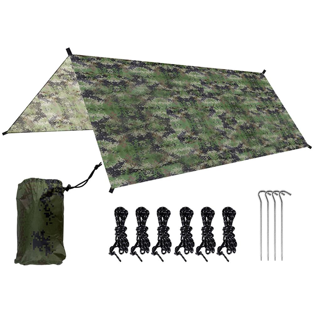 Portable Camouflage Camping Tarp 210T Polyester Yarn Awning Canopy Waterproof Foldable Ultra-light Picnic Backpacking Equipment