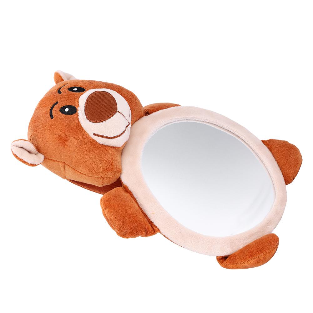 Cartoon Bear Pattern Car Seat Toy Mirror for Newborn Infant Baby Educational Plush Toy