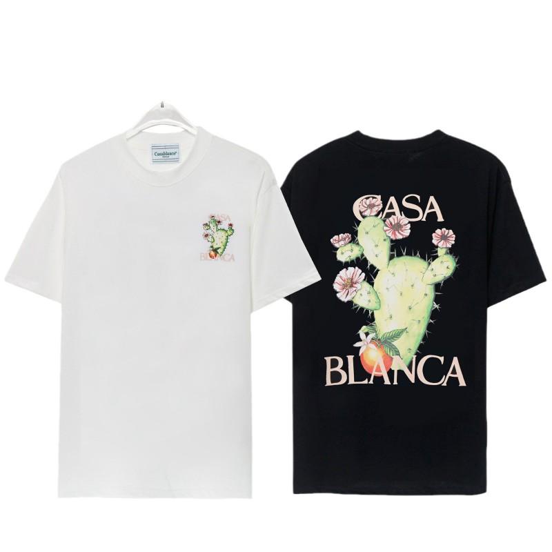 Casablanca Short Sleeve T Shirt Men Women Hip Hop Style Casual Top Cotton Blend