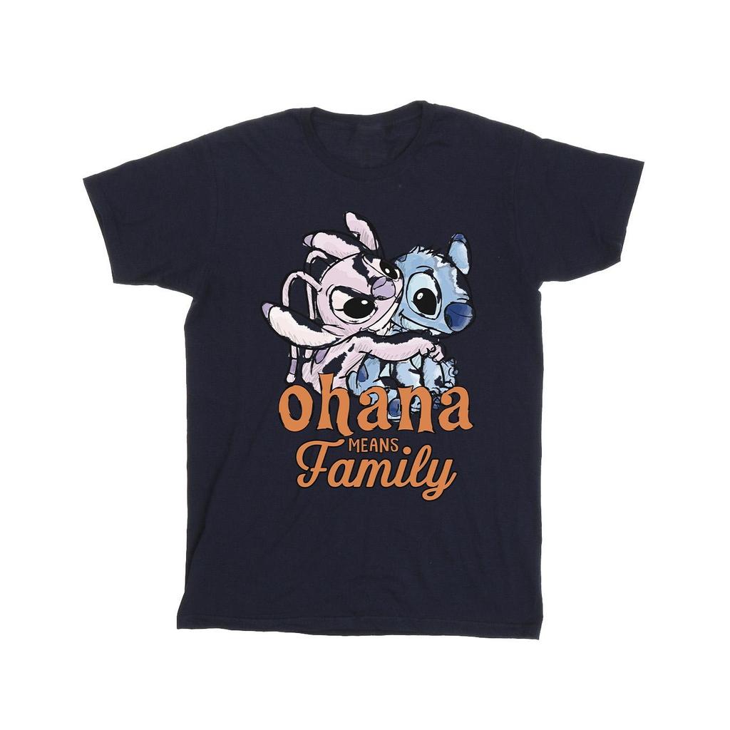 Disney Mens Lilo And Stitch Ohana Angel Hug T-Shirt