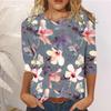 Round Neck Women's Flower Heart 3D Printed T-shirt Women's Top Long Sleeved Shirt