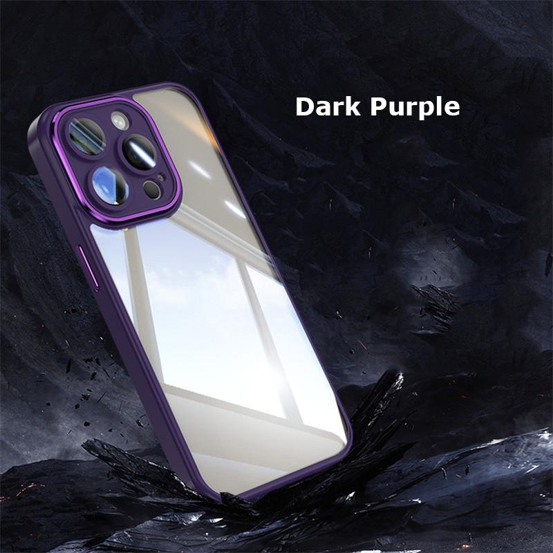 Для Apple iPhone 15 14 13 12 Pro Max металлическая броня задняя прозрачная закаленная оболочка полное покрытие с пленкой для объектива супер защита от падения