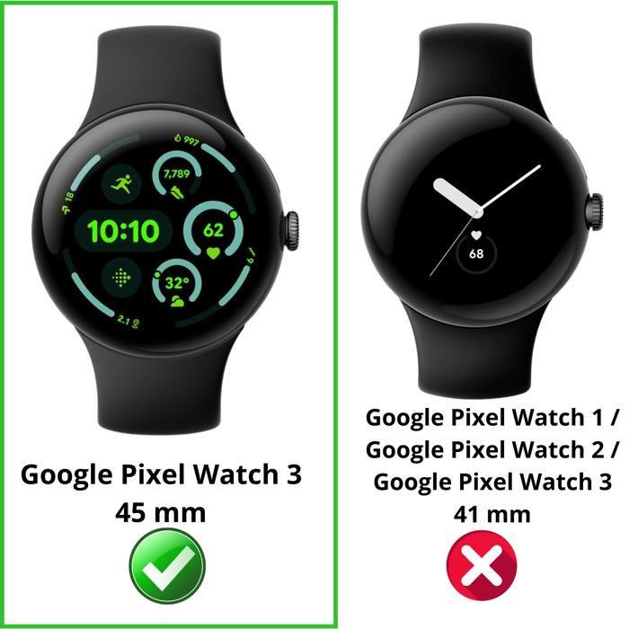 Чехол совместимый с Google Pixel Watch 3 - 45 мм - Жесткая защита черный чехол экран закаленное стекло Phonillico®