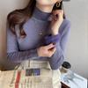 Semi-turtleneck Bottoming Shirt Women's Autumn and Winter Inner Sweater New Knitted Plush Thickened Thermal Top