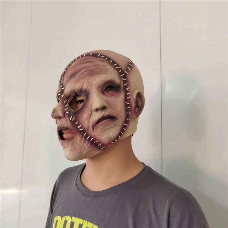 Halloween Party Horror Mask Three-Face Latex Mask Soft Realistic Headgear