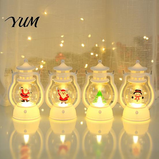 Holiday Gift for Children Christmas Lantern Night Light, Retro Santa/Snowman/Tree Handheld Oil Lamp with Festive Party Decoration Warm LED,
