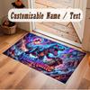 Dinosaur Theme Soft Crystal Velvet Rug Custom Name & Text Print Non Slip Floor Rug for Bedroom Living Room