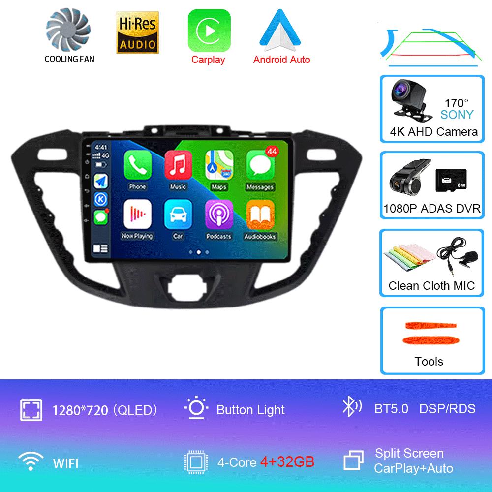 Автомобильное радио Android 14 для Ford Transit Tourneo Custom 2012 - 2021 Навигация GPS Мультимедийный проигрыватель Стерео Wi-Fi+4G Carplay BT 2DIN