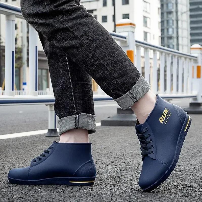 Модные новые кулинарные модные резиновые сапоги для мужчин, ботильоны, мужская обувь для шеф-повара, кухня, низкие, короткие, дизайнерские, пластиковые галоши, городские, садовые, резиновые сапоги для работы