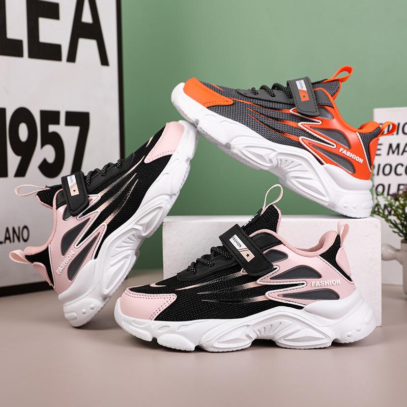 Middle School Students 2025 New Mesh Breathable Velcro Boys and Girls Hiking Shoes Lightweight Primary School Running Shoes