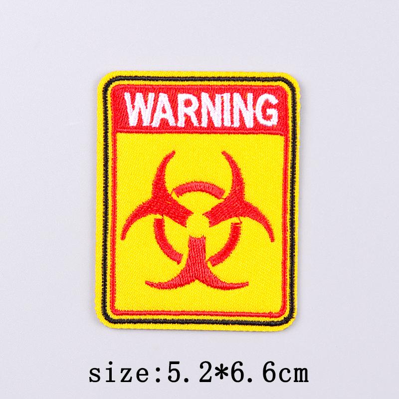 Warning Embroidery Patch Iron On Patches For Clothing Danger Prohibit Sign Embroidered Patches For Clothes Nuclear Marker Badges