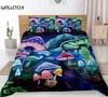 Wild Mushroom Duvet Cover Set Burgundy Plant Bedding Set For Kids Comforter Cover Soft Polyester King Queen Size With Pillowcase