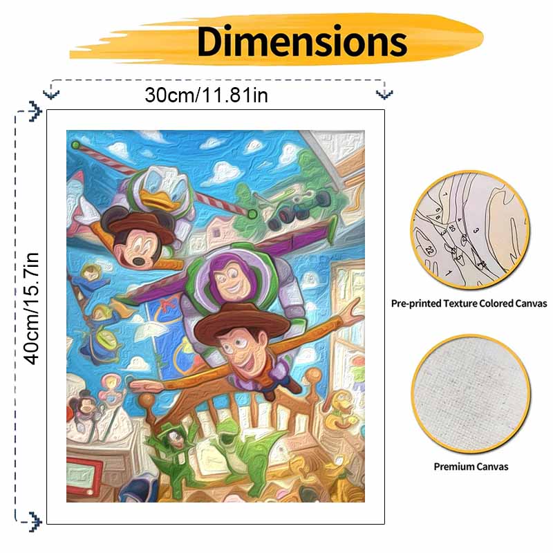 Disney Oil Painting DIY Digital Painting Cartoon Characters Toy Adventure Wall Art for the Living Room or Entryway.