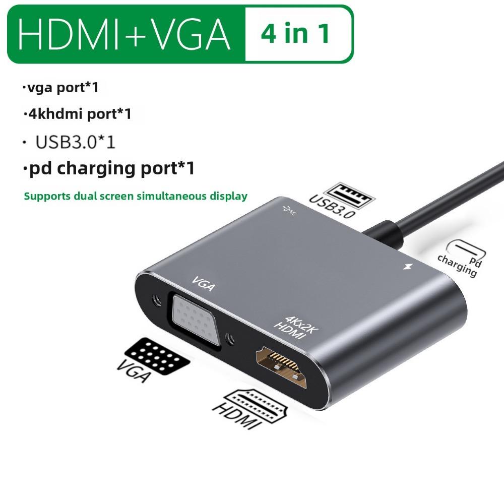 Док-станция 5-в-1 Type-C, концентратор USB-C, гигабитный Ethernet 4K HDMI-адаптер для ноутбука