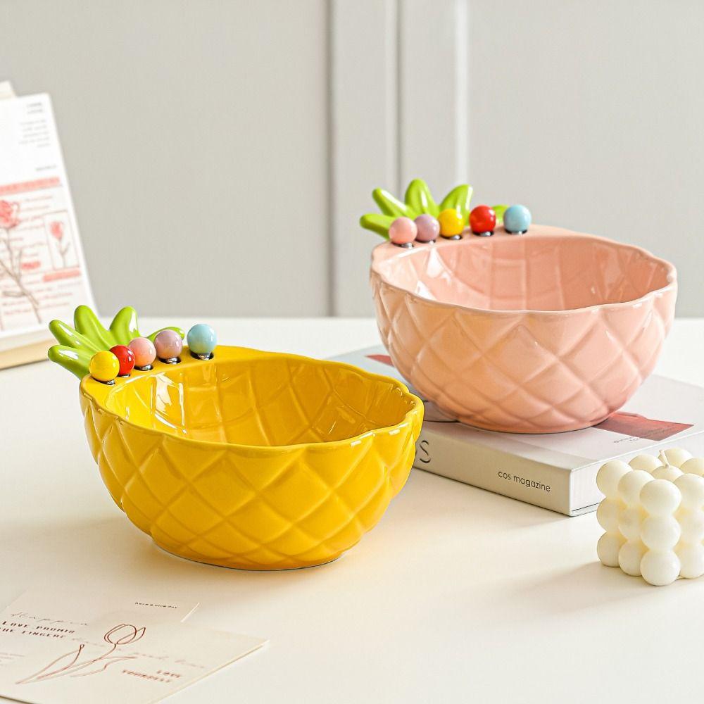 Cream-Style Fruit Serving Plate Reusable Ceramic Fruit Bowl Salad Dessert Bowl Kitchen Use