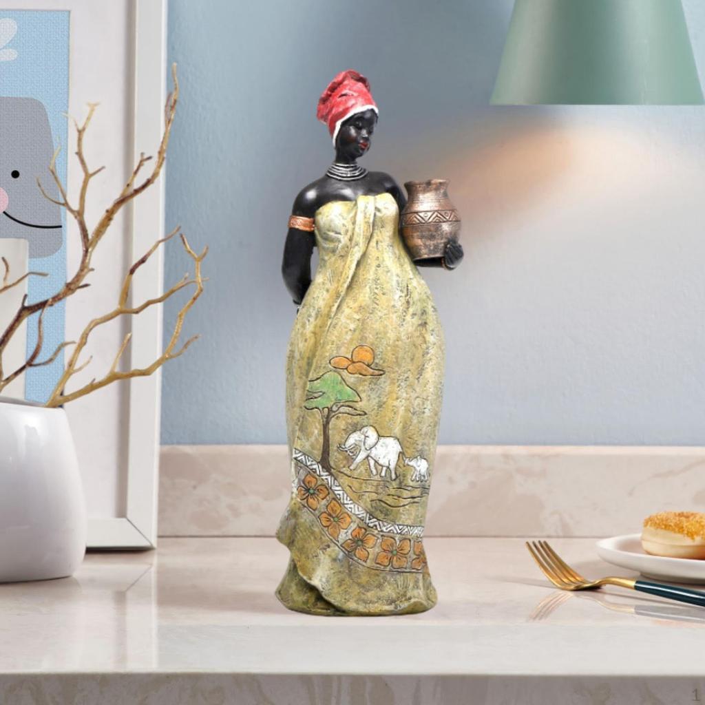 African Woman Statue As A Unique Gift Ornament In Resin