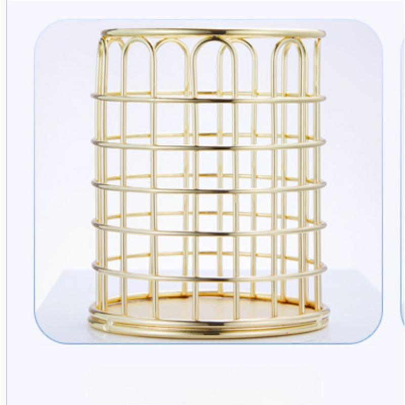 1 шт. настольный держатель для ручек, офисный школьный футляр для хранения, металлическая золотая розово-золотая коробка для ручек, карандашей, органайзер для домашнего хранения