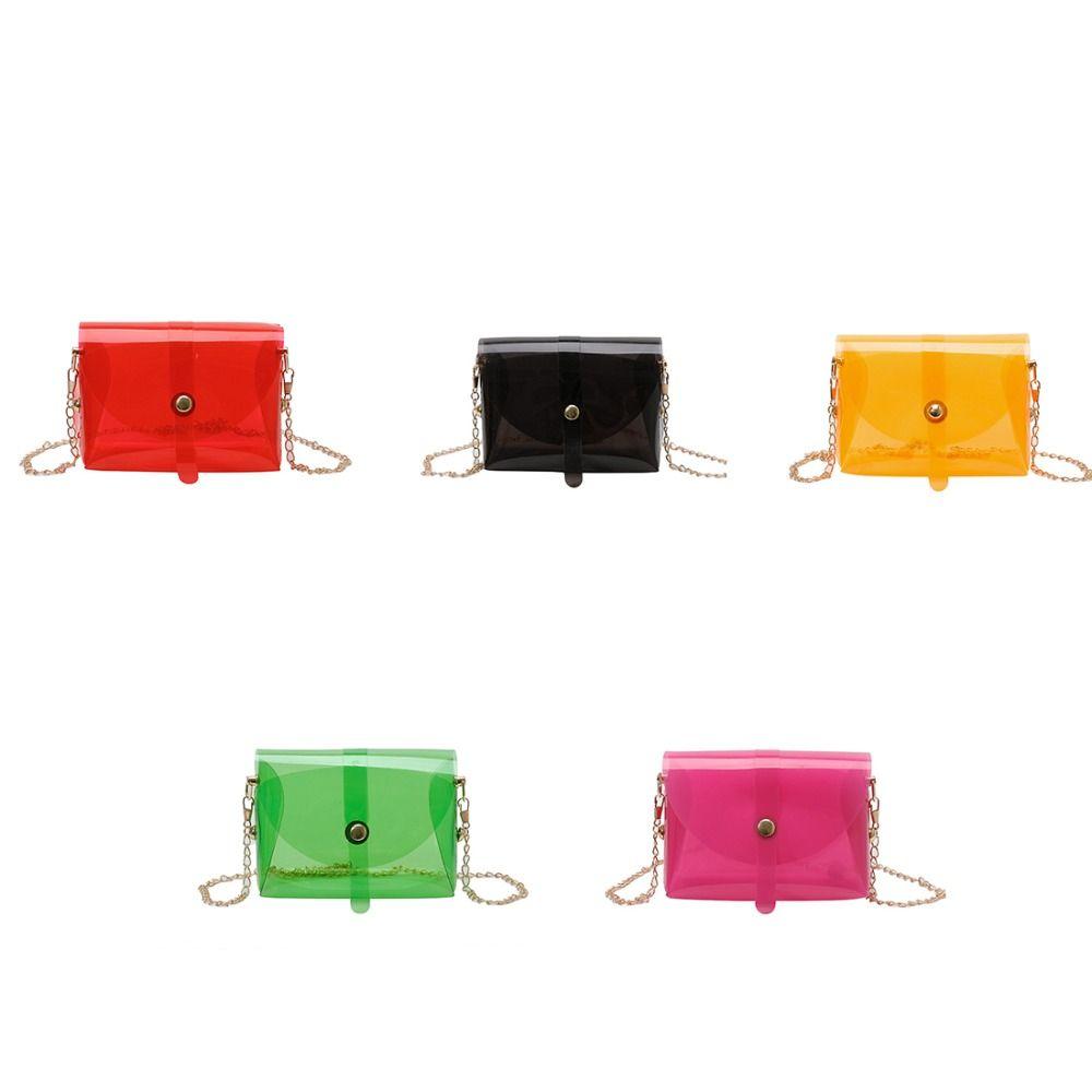 Kawaii Transparent Crossbody Bag Candy Color Mini Lipstick Bag Trendy Jelly Shoulder Bag  Female